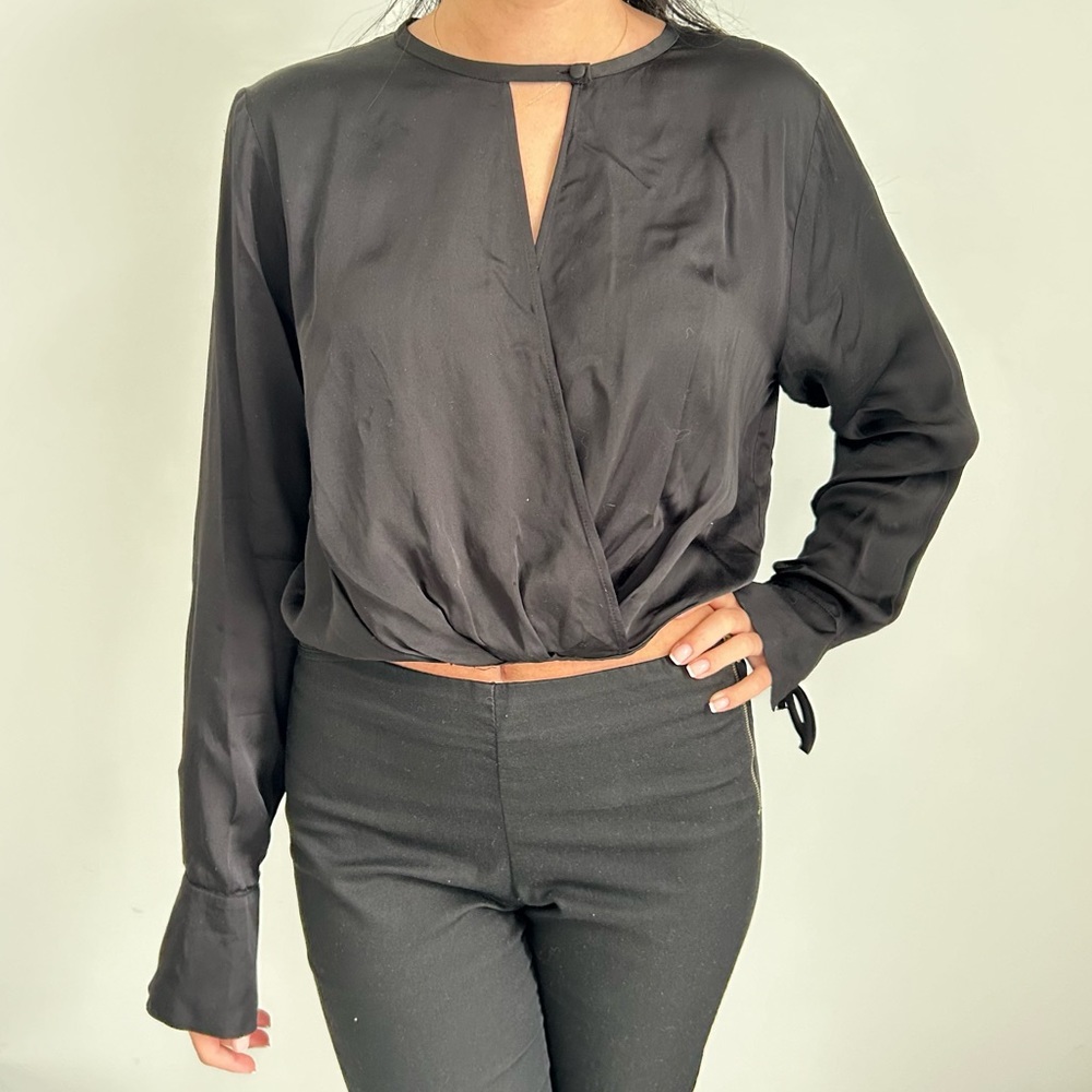 & Other Stories Black Cropped Blouse / Size 8 *